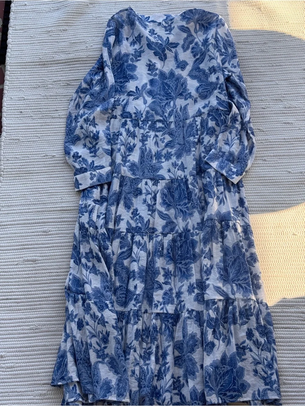 Choklate Paris Blue Floral Tiered Maxi Dress XL Silk Blend Cottagecore - Picture 12 of 12